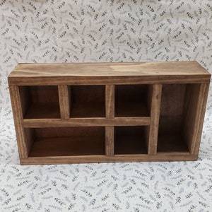 14 1/4 x 6 3/4 x 3 1/4 Wooden Shadow Box / NO LID / 6 Compartments / Display Case Box