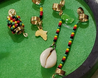 Set Dread Jewelry Semi Precious Stones Gold River RastaBeers Set Beads for Dreadlocks Gold River