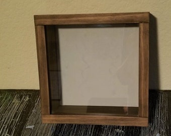 8 x 8 x 2 1/2 Permanent NO LID Wooden Shadow Box / Wedding Box / Collectable Box