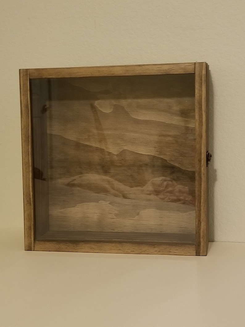 12 x 12 x 3 Wooden Shadow Box Display Case Hinged Glass Lid Etsy