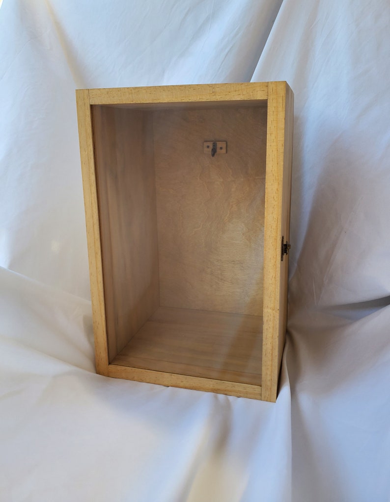 14 X 8 1/2 X 8 1/4 Wooden Shadow Box / Hinged Glass Lid / Hook Etsy