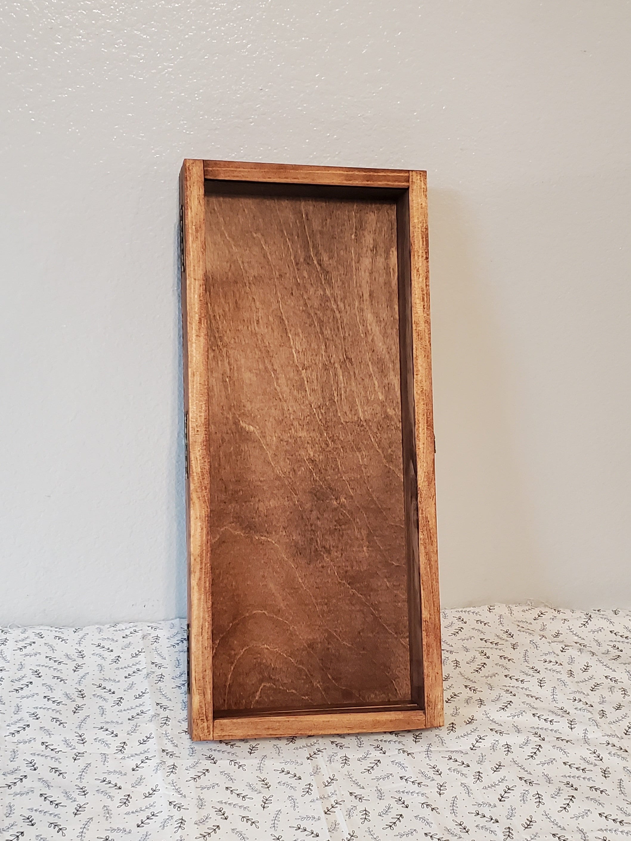20 X 8 X 1 1/2 Wooden Shadow Box / Hinged Glass Lid / Display Case Box ...