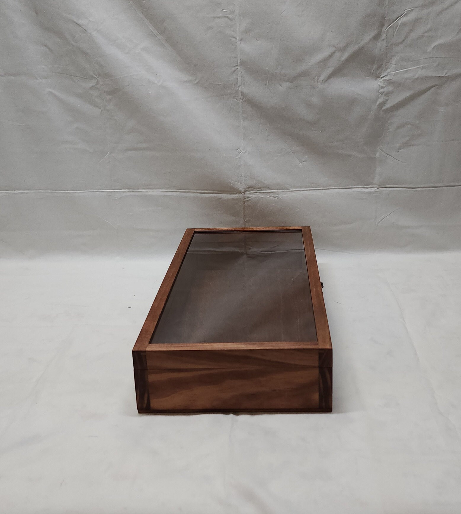 19 X 9 X 3 1/4 Wooden Shadow Box / Hinged Glass Lid / Display Case Box ...