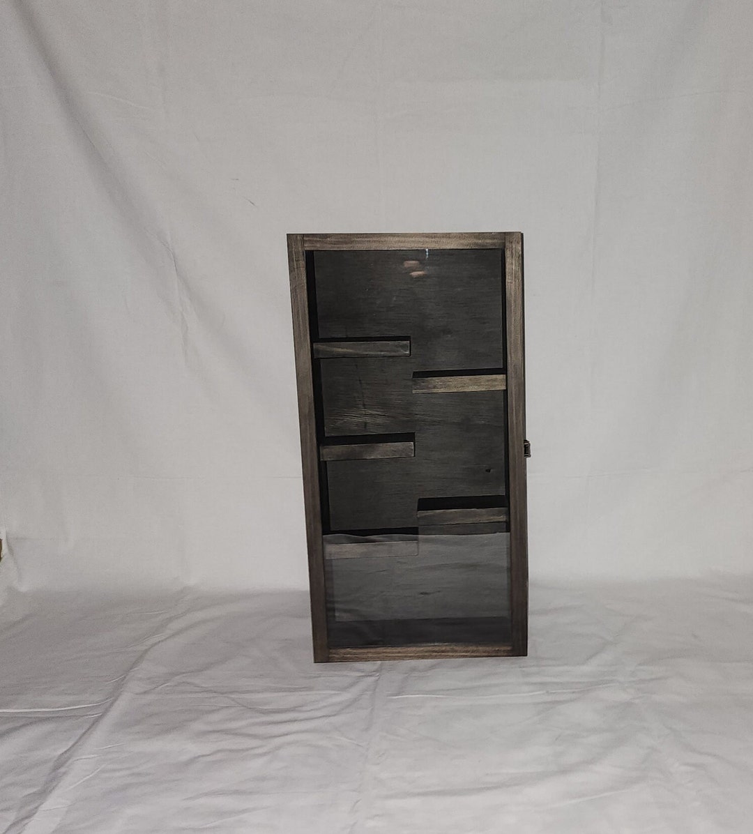 19 X 9 X 3 1/4 Wooden Shadow Box / Hinged Glass Lid / Display Case Box ...