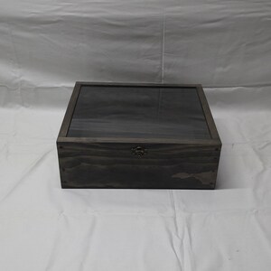 13 1/2 x 11 x 5 Wooden Shadow Box / Hinged Glass Lid / Display Case Box / Deep Shadow Box