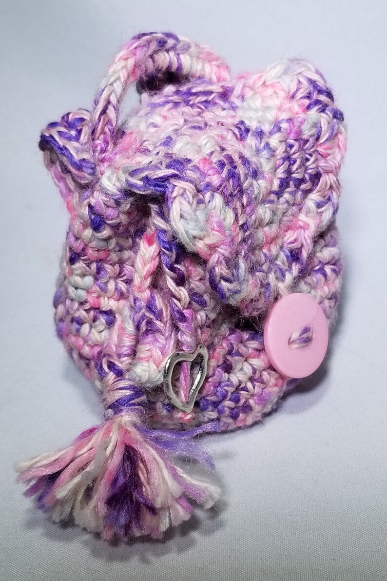 Miniature Crocheted Backpack Handmade Keychain Coin Purse Flower Garden Small Stash Bag Pouch and Coin Purse Doll Backpack Purse Fob