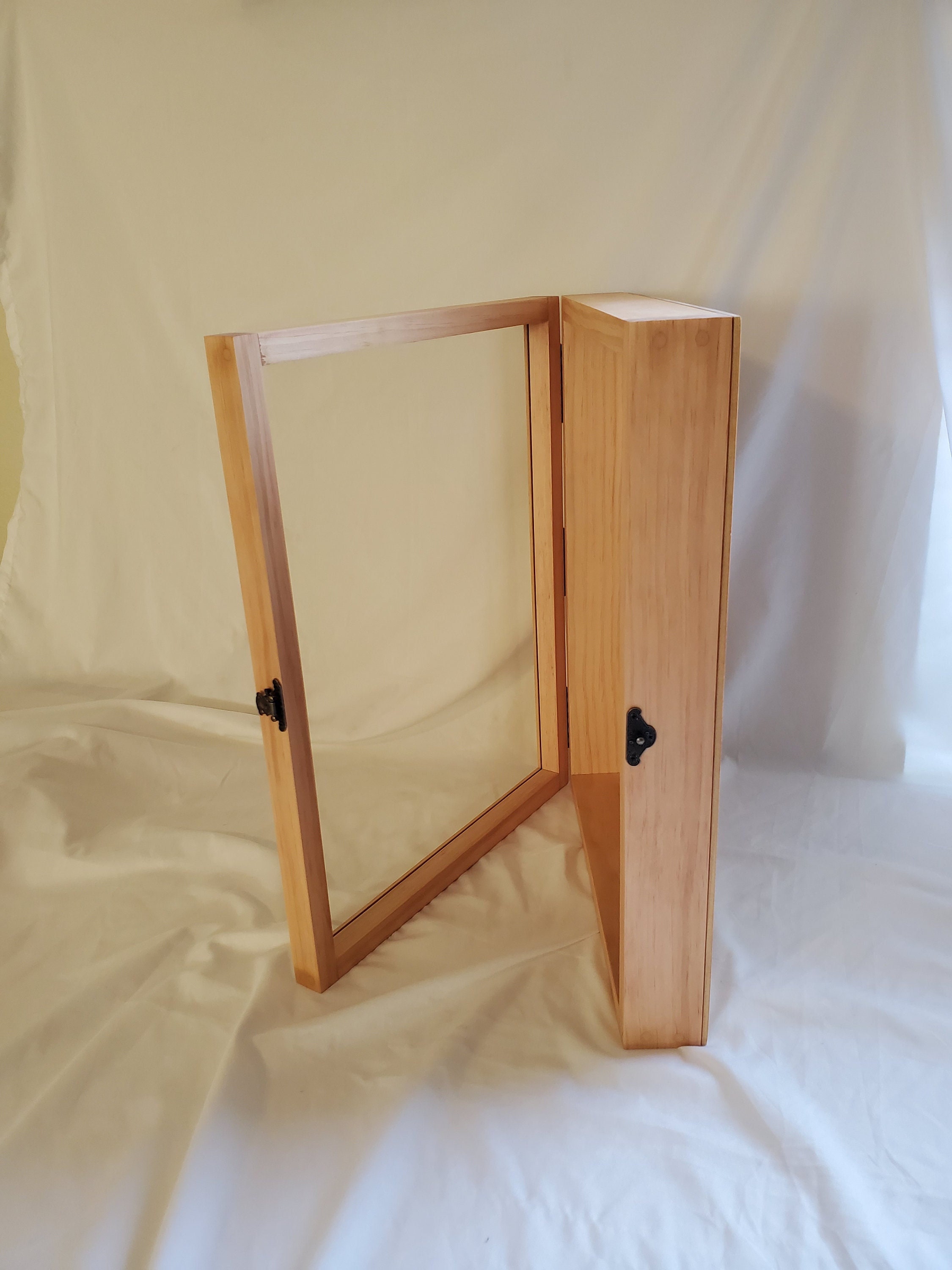 16 1/2 x 12 1/2 x 2 3/4 Wooden Shadow Box / Hinged Glass Lid/ Display Case / Rectangular Shadow Box / Large Display