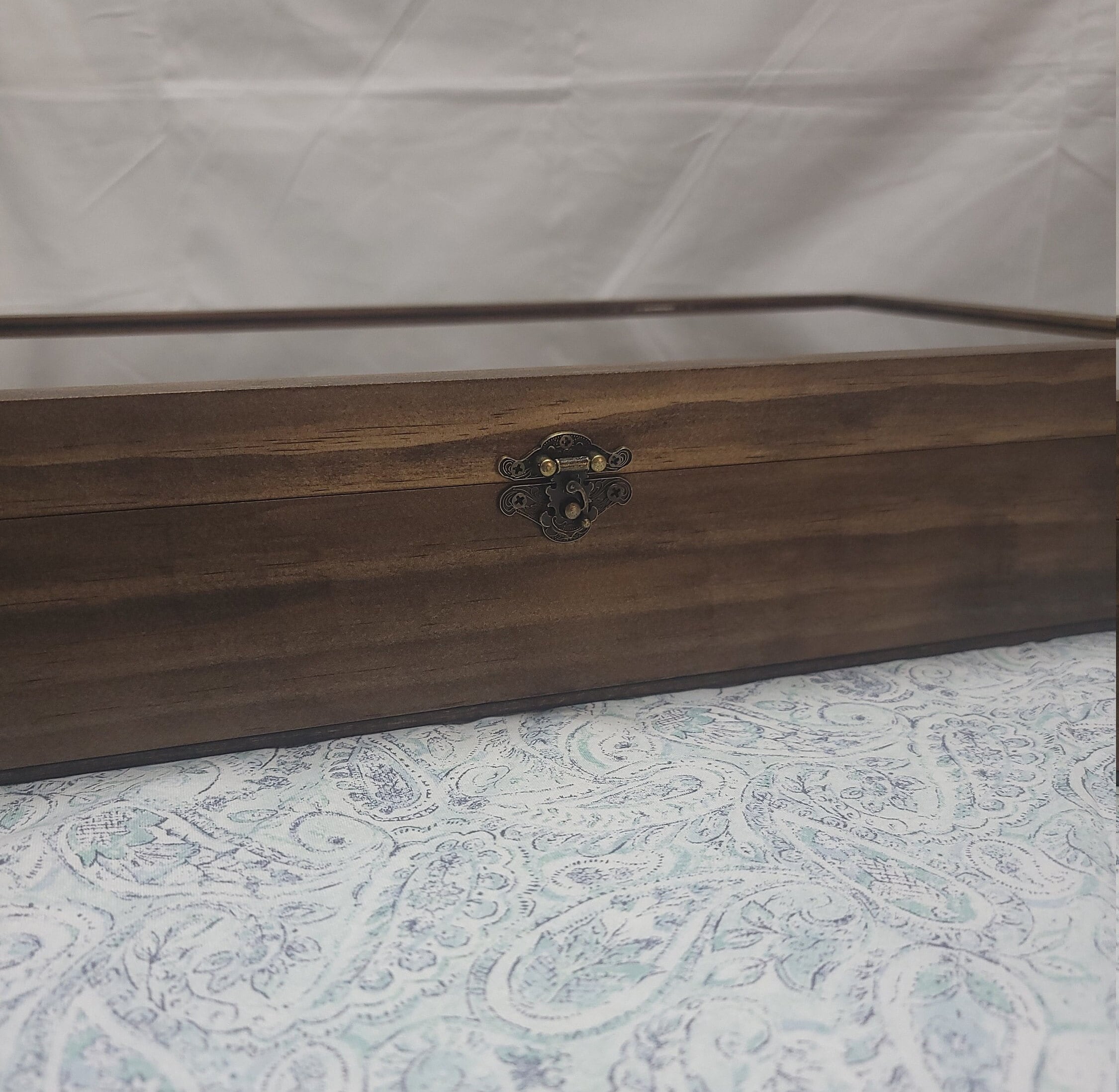 19 X 9 X 3 1/4 Wooden Shadow Box / Hinged Glass Lid / Display Case ...
