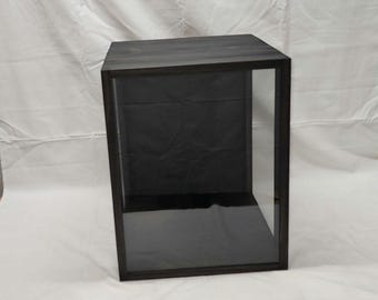 17 x 13 x 13 Wooden Shadow Box / 3 Sided Glass / Hinged Glass Lid / Display Case / Large 3 Sided Glass Display / 3 Sided Glass Shadow Box