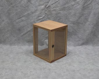10 1/2 x 7 1/2 x 6 Wooden Shadow Box / 3 Sided Glass / Hinged Glass Lid / Display Case Box / 3D View / Memory Display Case