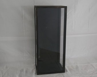 30 x 12 x 8 Hölzerne Schattenbox / 3-seitiges Glas / Plexiglasdeckel / Vitrinenbox / Hohe Schattenbox / Hohe Vitrine