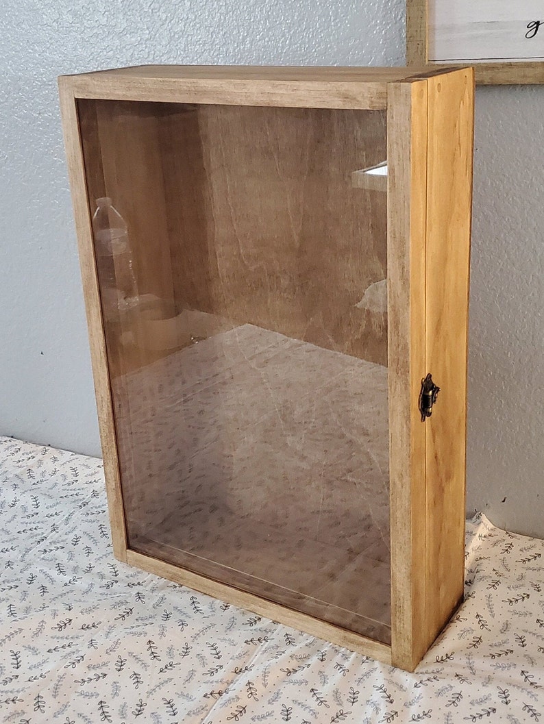 18 X 12 X 4 Wooden Shadow Box / Hinged Glass Lid / Display Case / Large ...