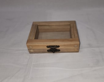 4 x 3 x 3/4 Wooden Shadow Box / Hinged Glass Lid / Display Case Box