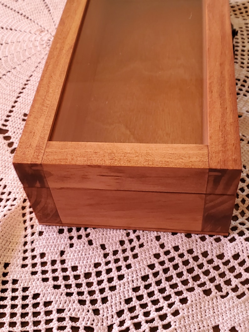 11 X 4 X 2 3 4 Wooden Shadow Box Hinged Glass Lid Display Etsy