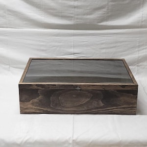 24 x 15 x 6 1/2 Wooden Shadow Box / Hinged Glass Lid / Large Display Case / Large Shadow Box / Deep Shadow Box / Deep Display Case
