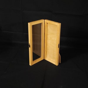 12 x 4 x 3/4 Wooden Shadow Box / Hinged Glass Lid / Kickstand / Display Case Box