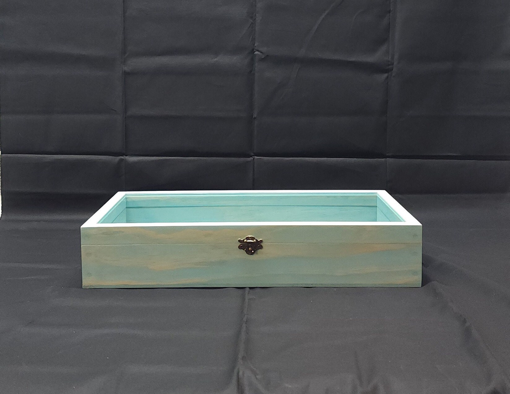 19 X 9 X 3 1/4 Wooden Shadow Box / Hinged Glass Lid / Display Case Box ...