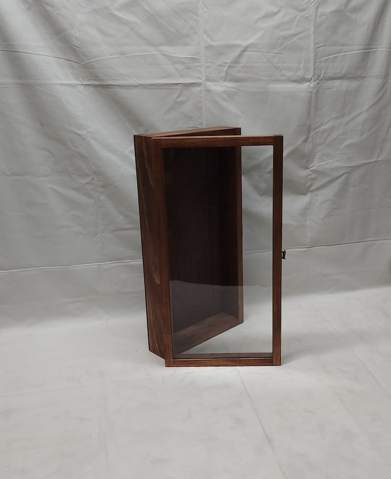 19 X 9 X 3 1/4 Wooden Shadow Box / Hinged Glass Lid / Display Case Box ...