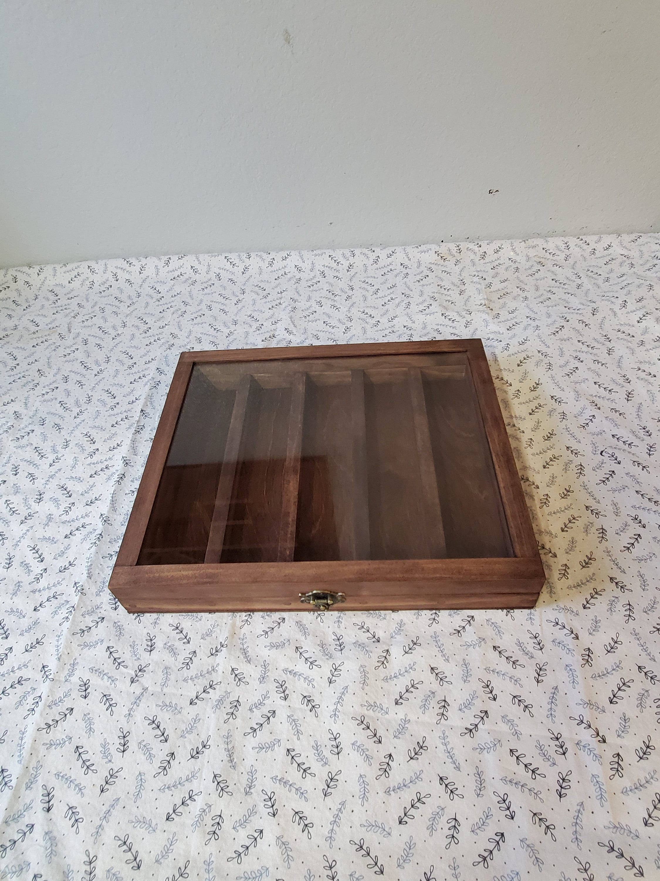12 1/2 X 10 X 1 1/2 Wooden Shadow Box / Hinged Glass Lid / 5 Etsy