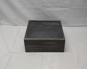 12 x 12 x 5 Holz-Schattenbox / permanente Glasplatte / KEIN Klappdeckel / Vitrine