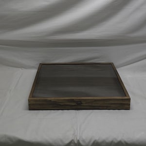 22 1/2 x 18 1/2 x 2 1/4 Wooden Shadow Box / Hinged Glass Lid / Display Case Box / Large Shadow Box / Large Display Case