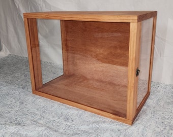 16 x 12 x 8 Wooden Shadow Box / 3 Sided Glass / Hinged Glass Lid / Display Case Box / Keepsake Shadow Box / Wedding Shadow Box / Urn Display