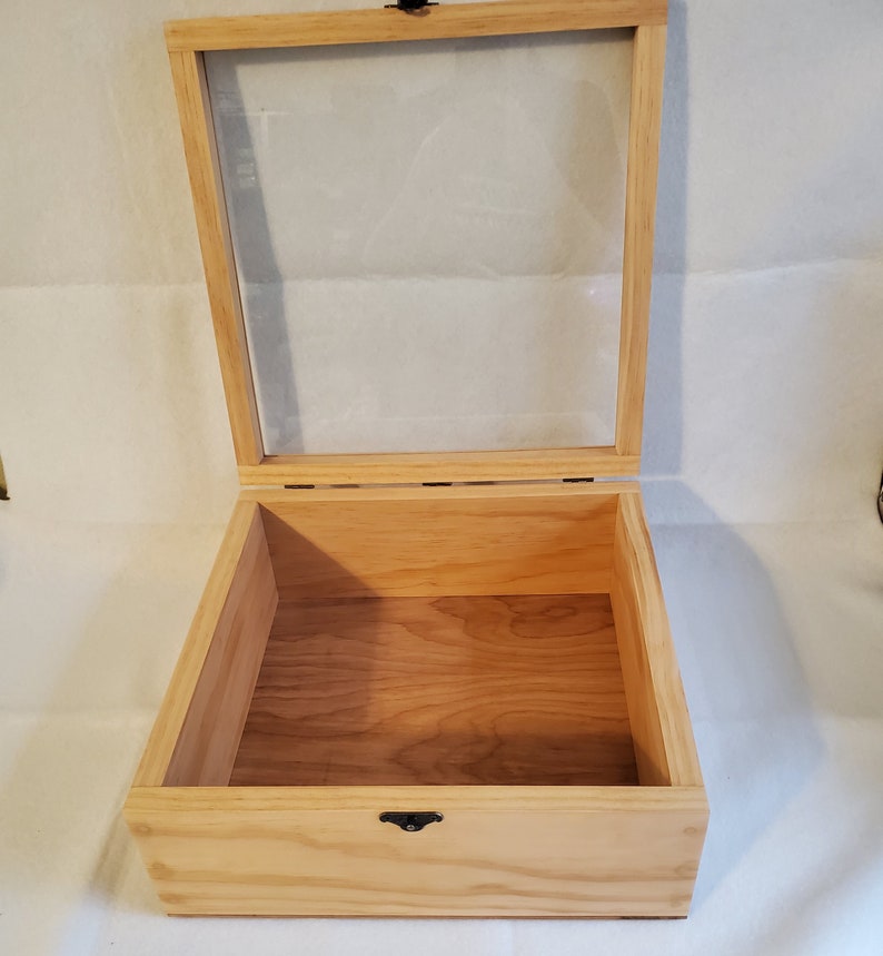 12 X 12 X 5 Wooden Shadow Box / Hinged Glass Lid / Display Etsy