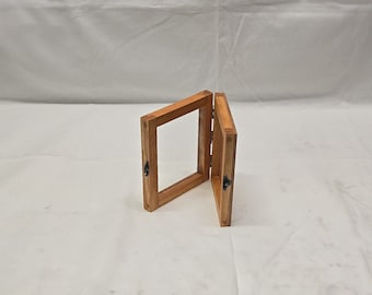 4 1/2 x 5 3/8 x 3/4 Wooden Shadow Box / Hinged Glass Lid / Display Case Box / Trinket Shadow Box / Jewelry Shadow Box