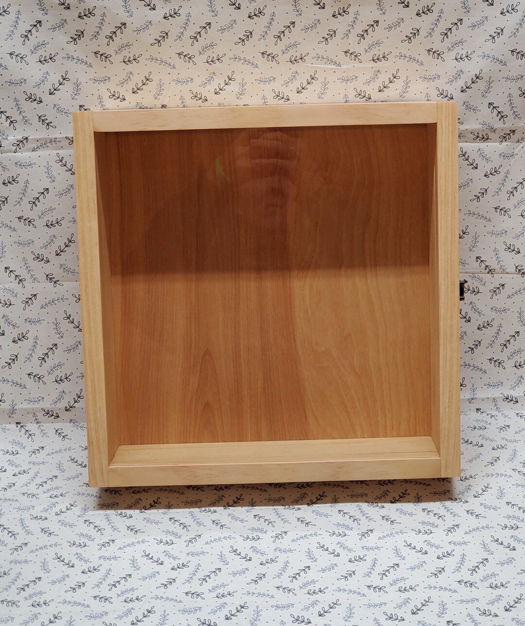 11 X 11 X 2 1/2 Wooden Shadow Box / Hinged Glass Lid / Display Case Box ...