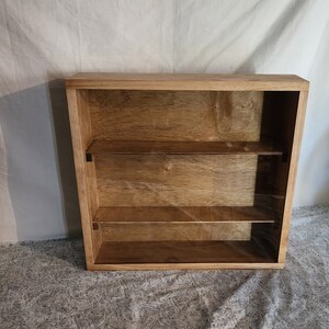 18 x 16 1/2 x 4 Wooden Shadow Box / Hinged Glass Lid / 2 Shelves / Display Case Box
