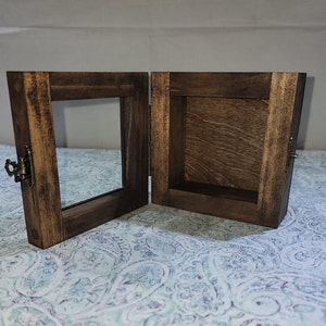 3 1/4 x 3 1/4 x 1 5/8 Wooden Shadow Box / Hinged Glass Lid / Display Case Box image 1