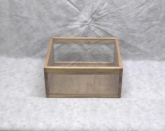 17 x 13 x 13 Wooden Shadow Box / 3 Sided Glass Shadow Box / Hinged Glass Lid / Display Case / 3 Sided Glass Display / Large Bible Display