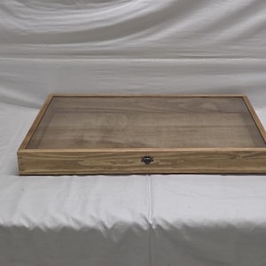 29 x 18 x 2 1/2 Wooden Shadow Box / Hinged Glass Lid / Display Case Box / Long Shadow Box / Large Shadow Box Display / Large Display Case