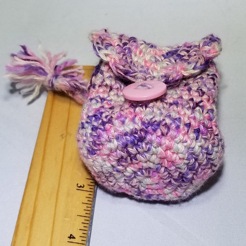 Miniature Crocheted Backpack Handmade Keychain Coin Purse Flower Garden Small Stash Bag Pouch and Coin Purse Doll Backpack Purse Fob