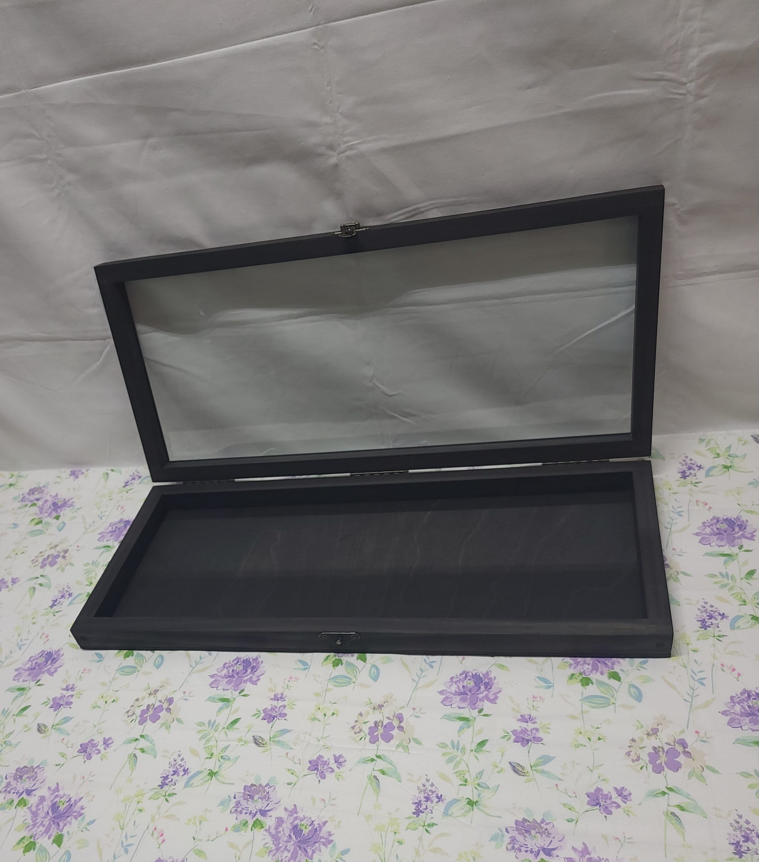 20 X 8 X 1 1/2 Wooden Shadow Box / Hinged Glass Lid / Display Case Box ...