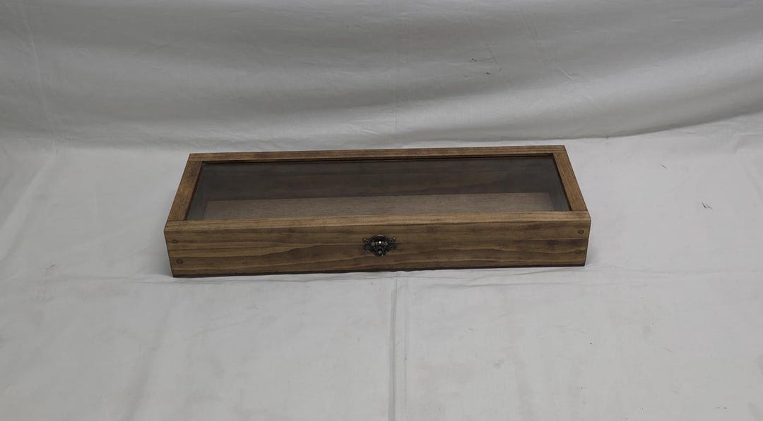 17 X 5 X 2 Wooden Shadow Box / Hinged Glass Lid / Display Case Box ...