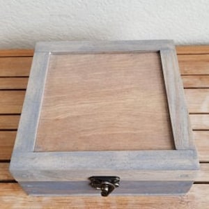 5 x 5 x 2 1/2 Wooden Shadow Box / Hinged Wooden Lid / NO Glass / Jewelry Box