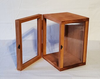 10 1/2 x 7 1/2 x 6 - 3 Sided Glass With Hinged Glass Lid / Rectangle Wooden Box / Display Case / Home Decor