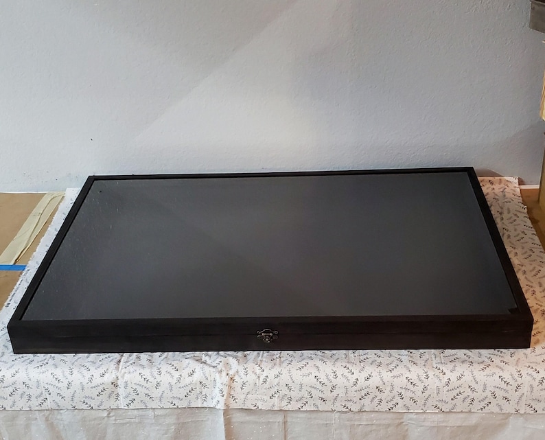 36 X 24 X 2 Wooden Shadow Box / Hinged Glass Lid / Display Case Box ...