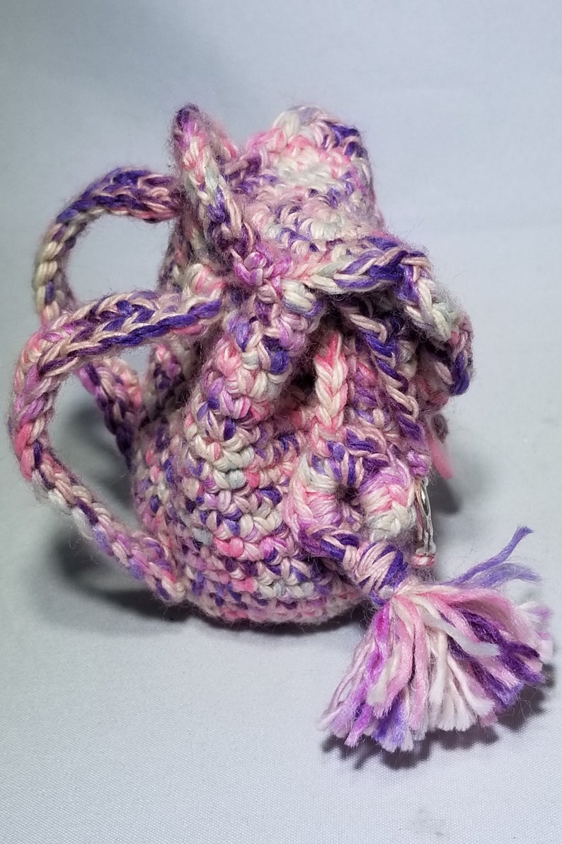 Miniature Crocheted Backpack Handmade Keychain Coin Purse Flower Garden Small Stash Bag Pouch and Coin Purse Doll Backpack Purse Fob