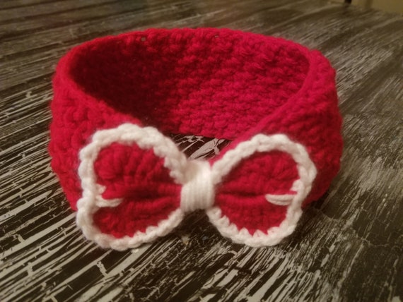 Crocheted Baby Headband Rouge Et Blanc Coeur Bandeau Bebe Etsy Crocheted Baby Headband Rouge Et Blanc Coeur Bandeau Bebe Etsy