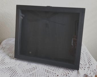 8 x 10 x 3/4 Wooden Shadow Box / Hinged Glass Lid / Kickstand / Display Case Box / Picture Frame Shadow Box / Picture Display / Keepsakes