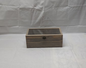 13 x 6 x 5 Caja de sombras de madera / Tapa de vidrio con bisagras / Vitrina / Caja de sombra profunda / Caja de sombras de recuerdos