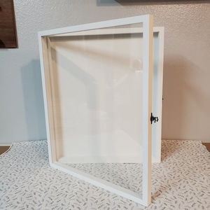 22 1/2 x 18 1/2 x 2 1/4 Wooden Shadow Box / Hinged Glass Lid / Display Case Box / Large Shadow Box / Large Display Case
