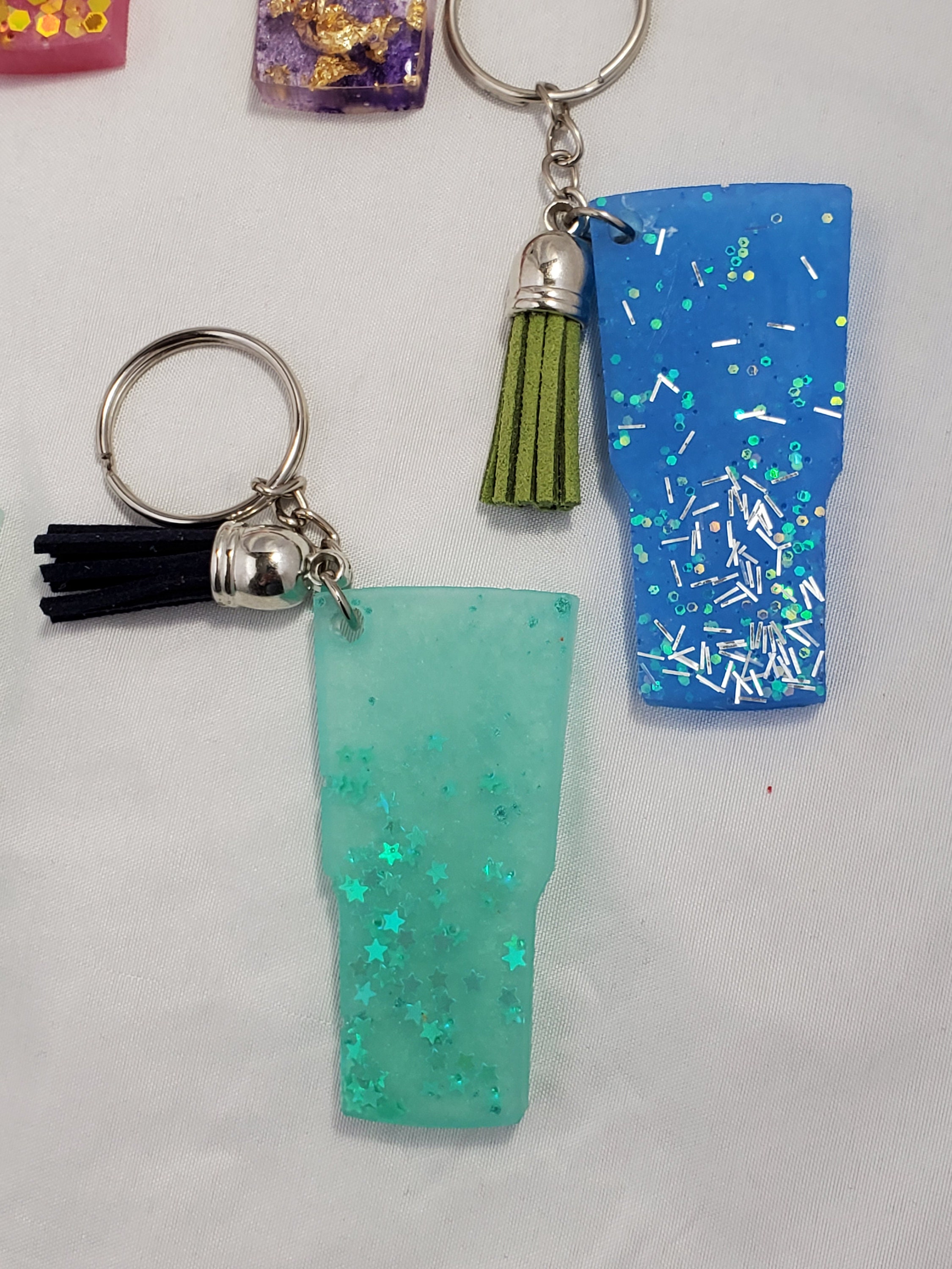 Choice of Resin Tumbler Key Chain with Tassel Purse Fob Bag Etsy