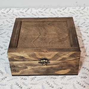 5 x 5 x 2 1/2  Wooden Shadow Box / Hinged Wood Lid / Jewelry Box / Display Case Box