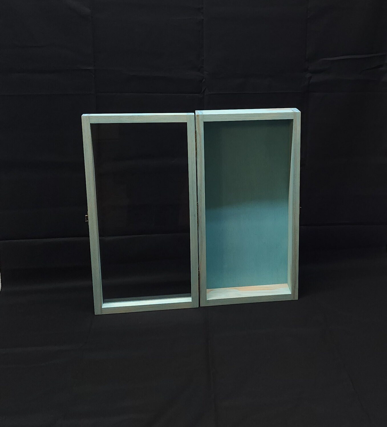 19 X 9 X 3 1/4 Wooden Shadow Box / Hinged Glass Lid / Display Case Box ...