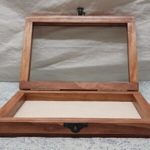 9 X 6 X 1 Wooden Shadow Box / Hinged Glass Lid / Cream Colored Felt on ...