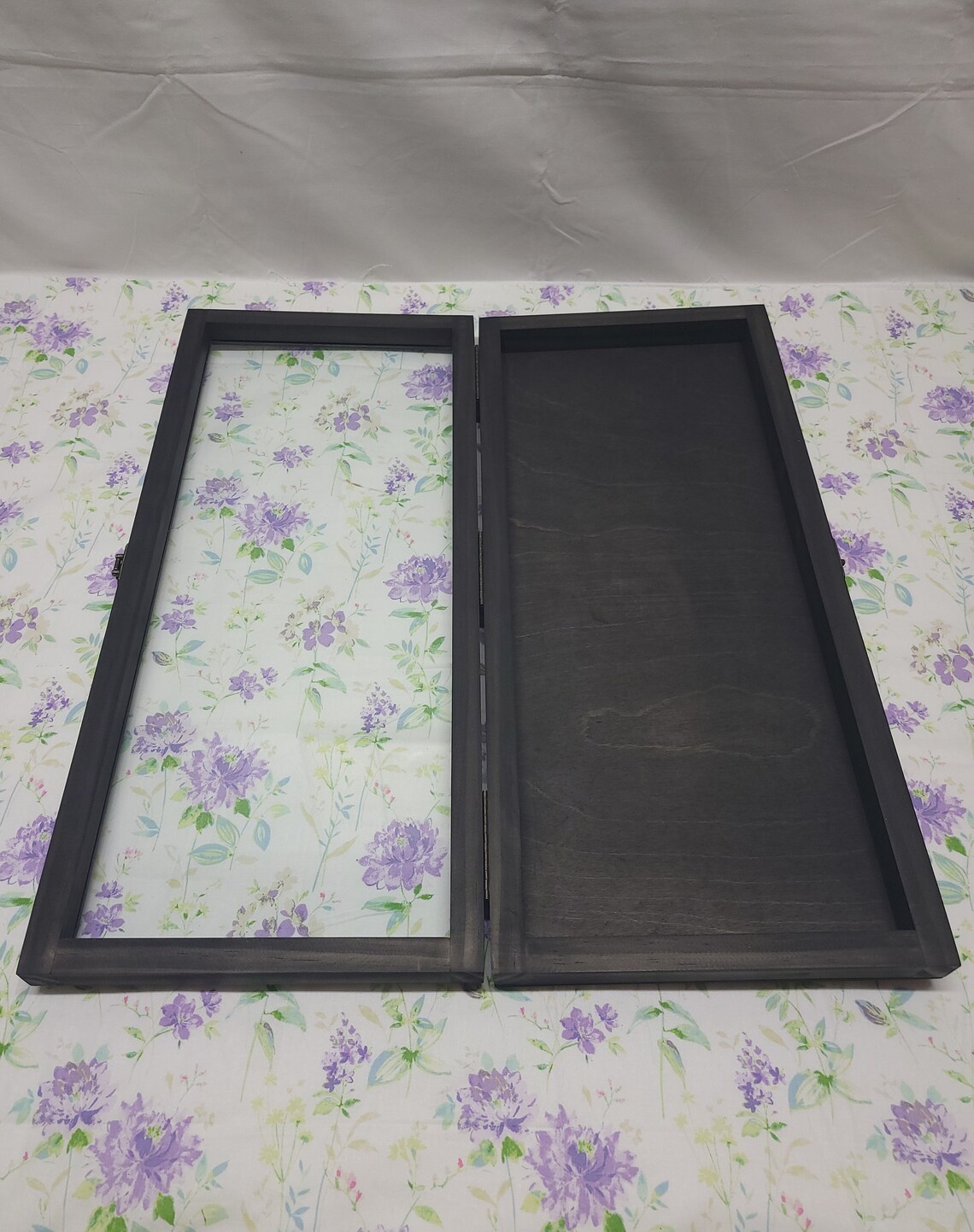 20 X 8 X 1 1/2 Wooden Shadow Box / Hinged Glass Lid / Display Case Box ...