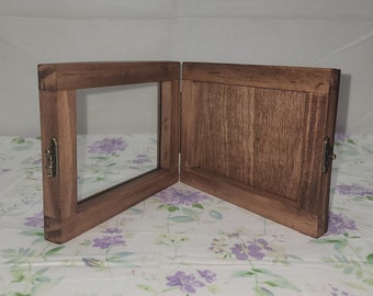 3 1/2 x 5 x 3/4 Wooden Shadow Box / Hinged Glass Lid / Display Case Box